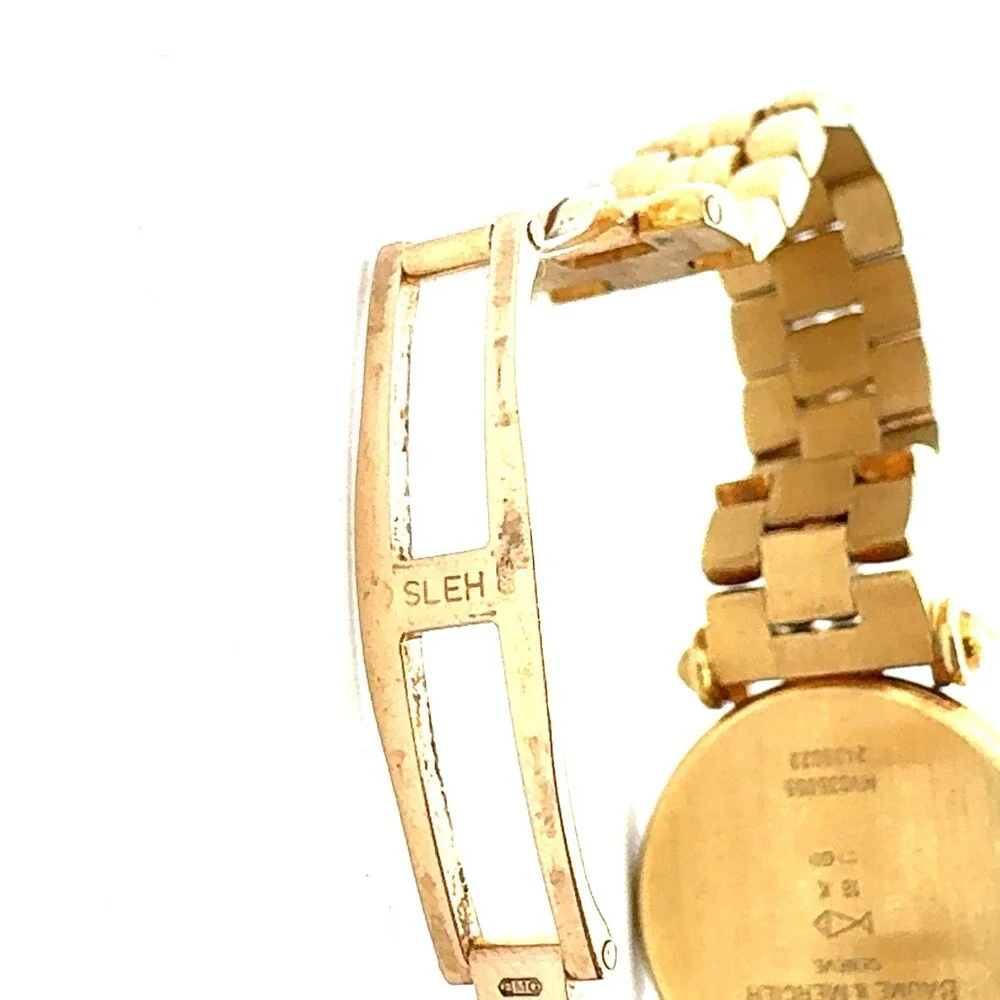 Baume & Mercier Geneve Solid 18k Yellow Gold MOP Dial Diamond Bezel Ladies Watch